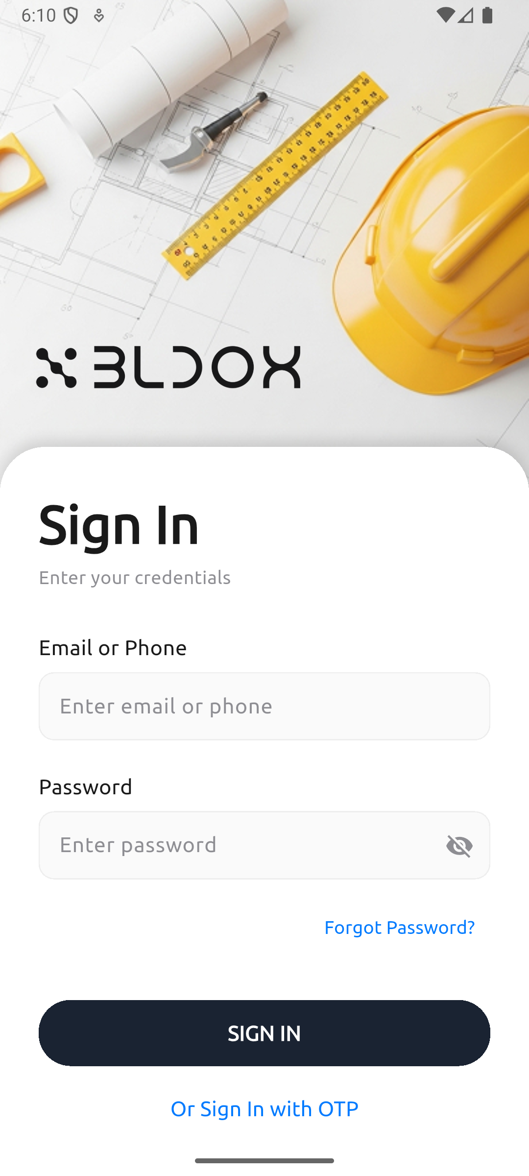 Bldox App Screen 1